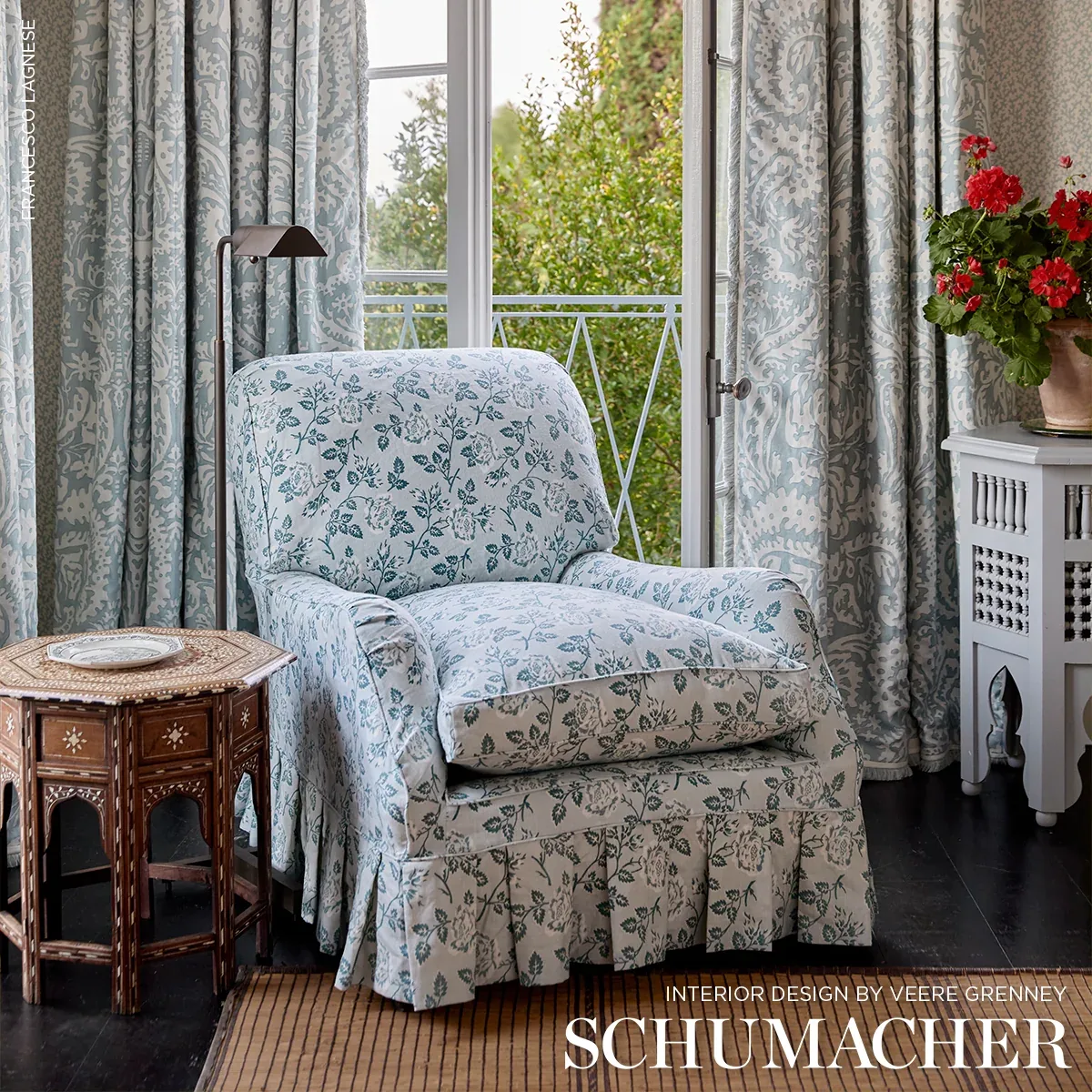 LAVINIA fabric BLUE color by Schumacher
