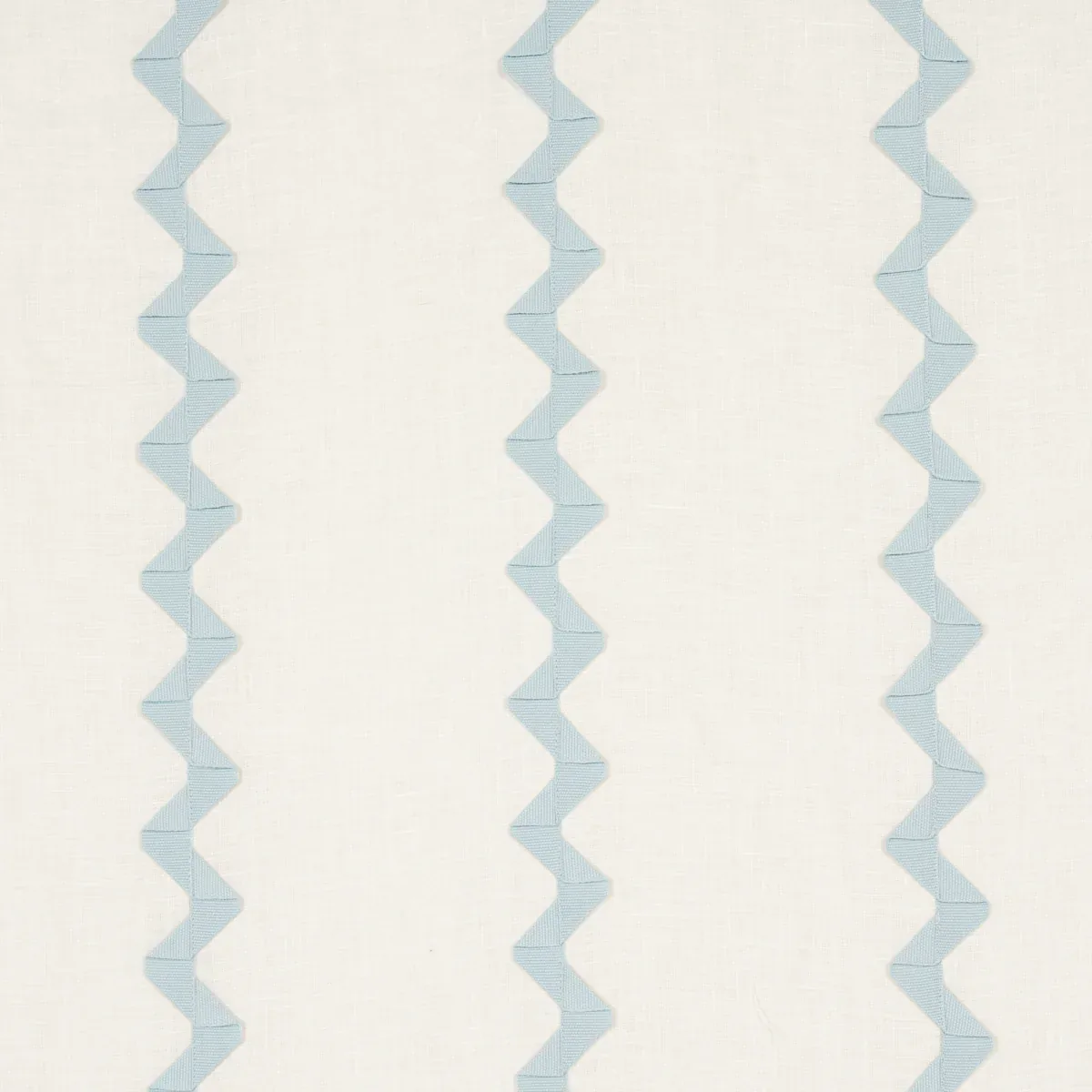 LAZARE APPLIQUÉ fabric SKY ON IVORY color by Schumacher