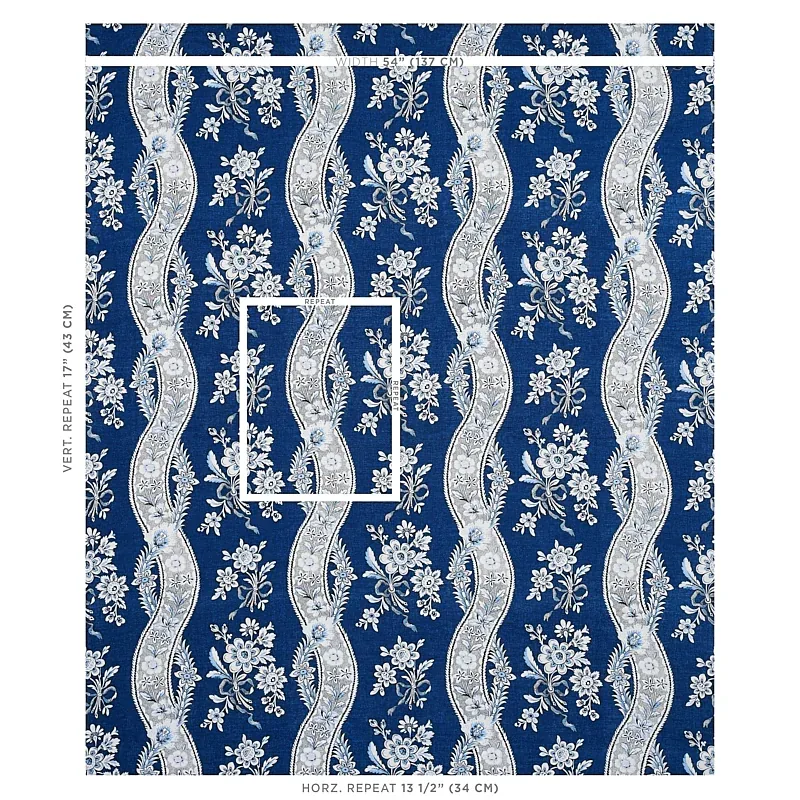 LE CASTELLET Fabric – INDIGO | Schumacher | Wallpaper Twins LE CASTELLET fabric INDIGO color by Schumacher