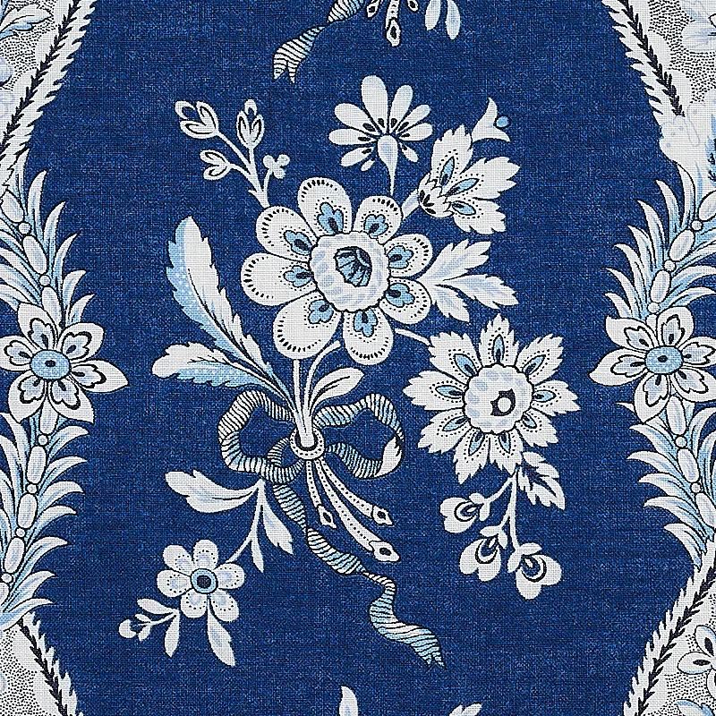 LE CASTELLET Fabric – INDIGO | Schumacher | Wallpaper Twins LE CASTELLET fabric INDIGO color by Schumacher