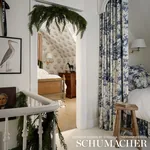 LE COURONNEMENT DE LA ROSIERE Fabric – BLEU | Schumacher | W LE COURONNEMENT DE LA ROSIERE fabric BLEU color by Schumacher
