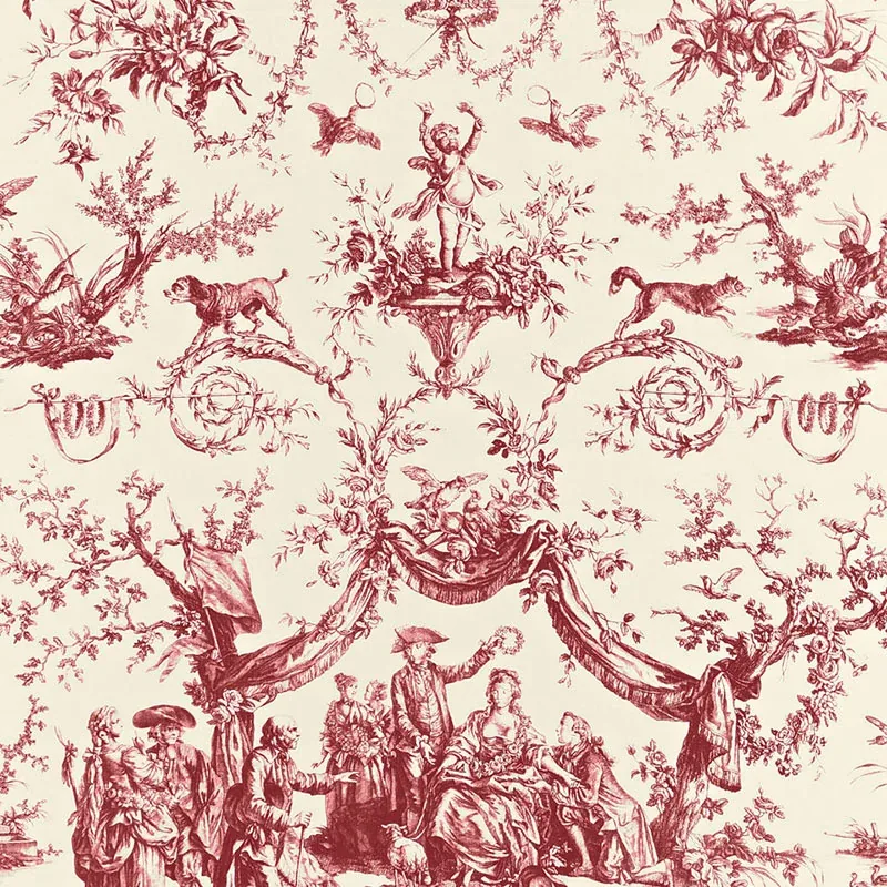 LE COURONNEMENT DE LA ROSIERE fabric ROUGE color by Schumacher