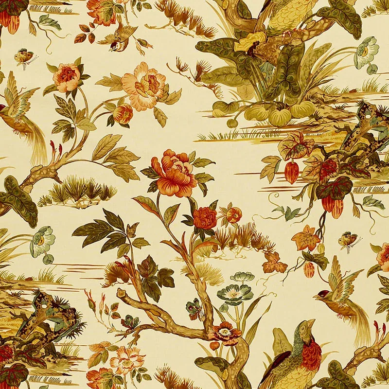 LE FAISAN CHINOISERIE fabric SPICE color by Schumacher