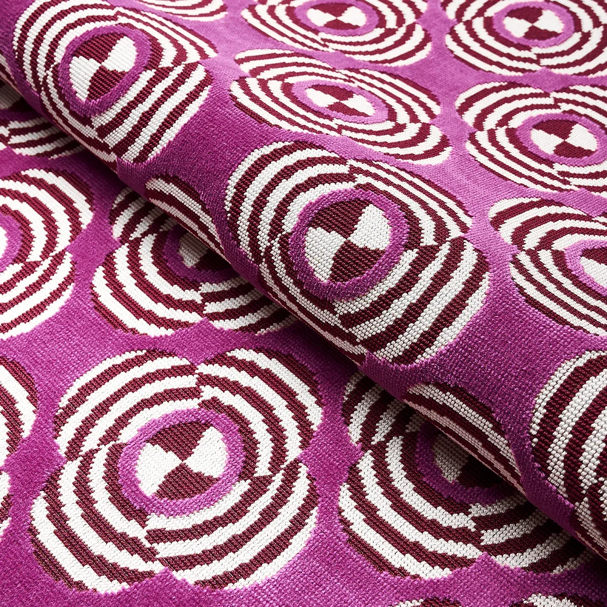 LE MODERNE CUT VELVET Fabric – MAGENTA | Schumacher | Wallpa LE MODERNE CUT VELVET fabric MAGENTA color by Schumacher