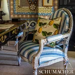 LEAH LINEN STRIPE fabric SAIL color by Schumacher