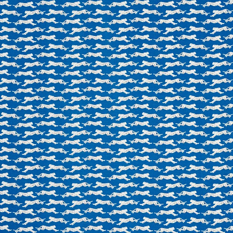 LEAPING LEOPARDS fabric BLUE color by Schumacher