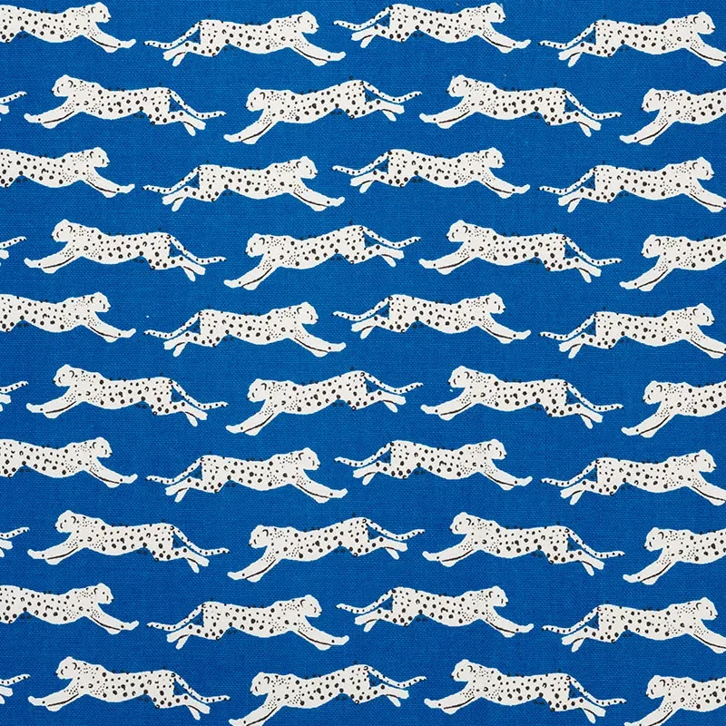 LEAPING LEOPARDS fabric BLUE color by Schumacher