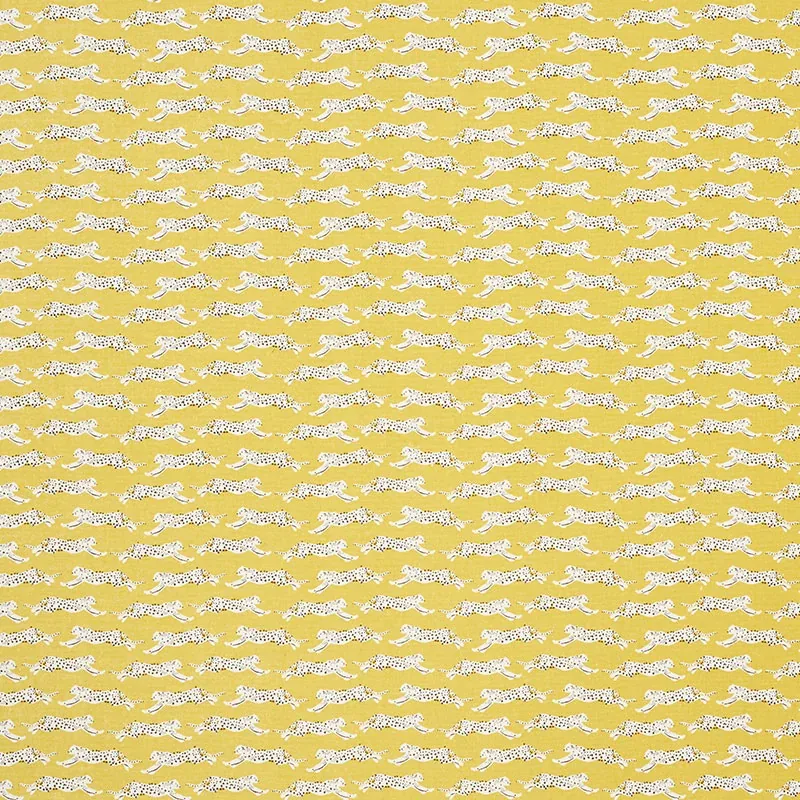 LEAPING LEOPARDS Fabric – YELLOW | Schumacher | Wallpaper Tw LEAPING LEOPARDS fabric YELLOW color by Schumacher
