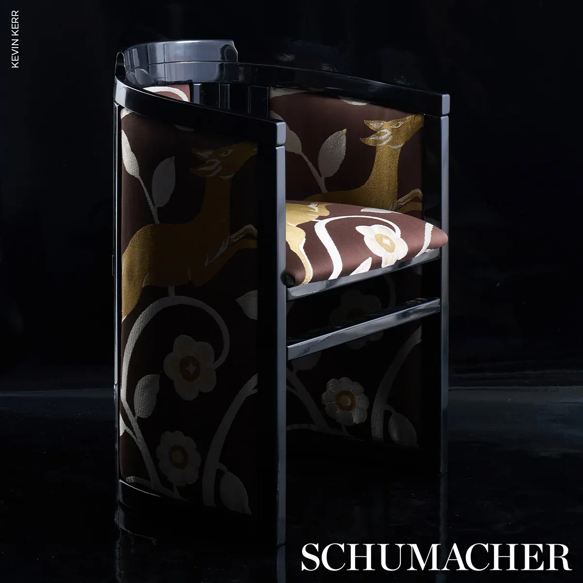LES GAZELLES AU BOIS fabric CHOCOLATE color by Schumacher