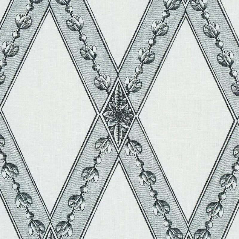 LES LOSANGES TOILE Fabric – CARBON | Schumacher | Wallpaper LES LOSANGES TOILE fabric CARBON color by Schumacher