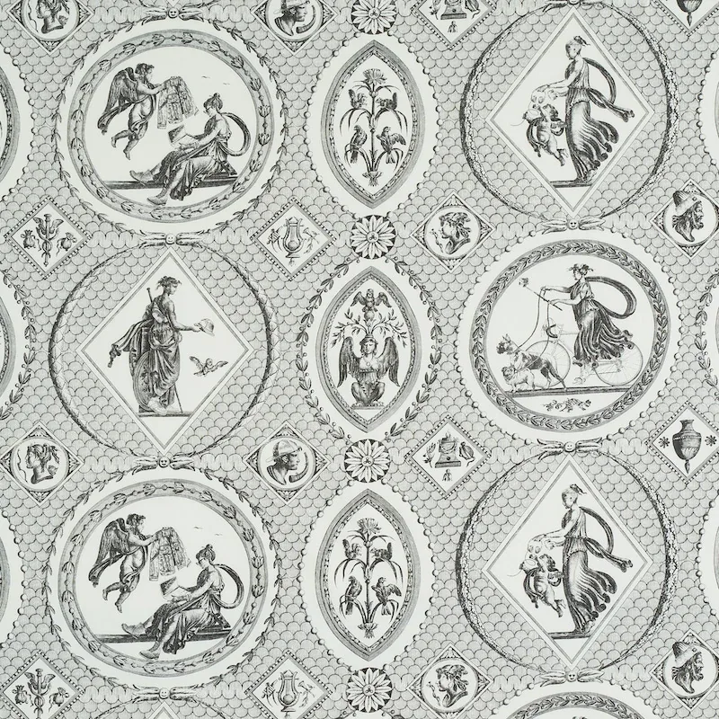 LES SCENES CONTEMPORAINES fabric BLACK color by Schumacher