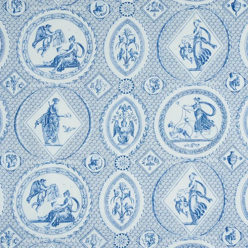 LES SCENES CONTEMPORAINES fabric BLUE color by Schumacher