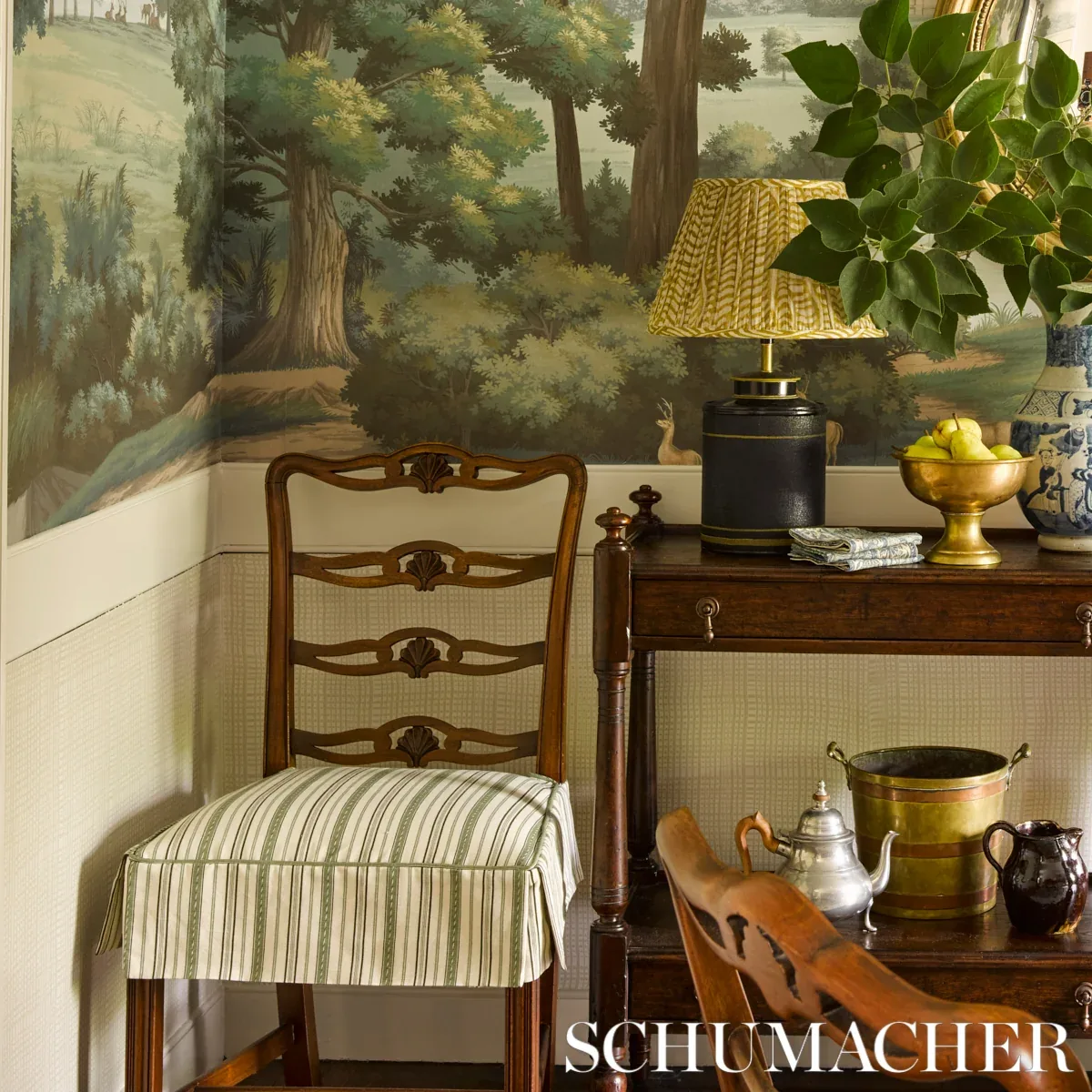 LIGHTFOOT STRIPE fabric MOSS color by Schumacher