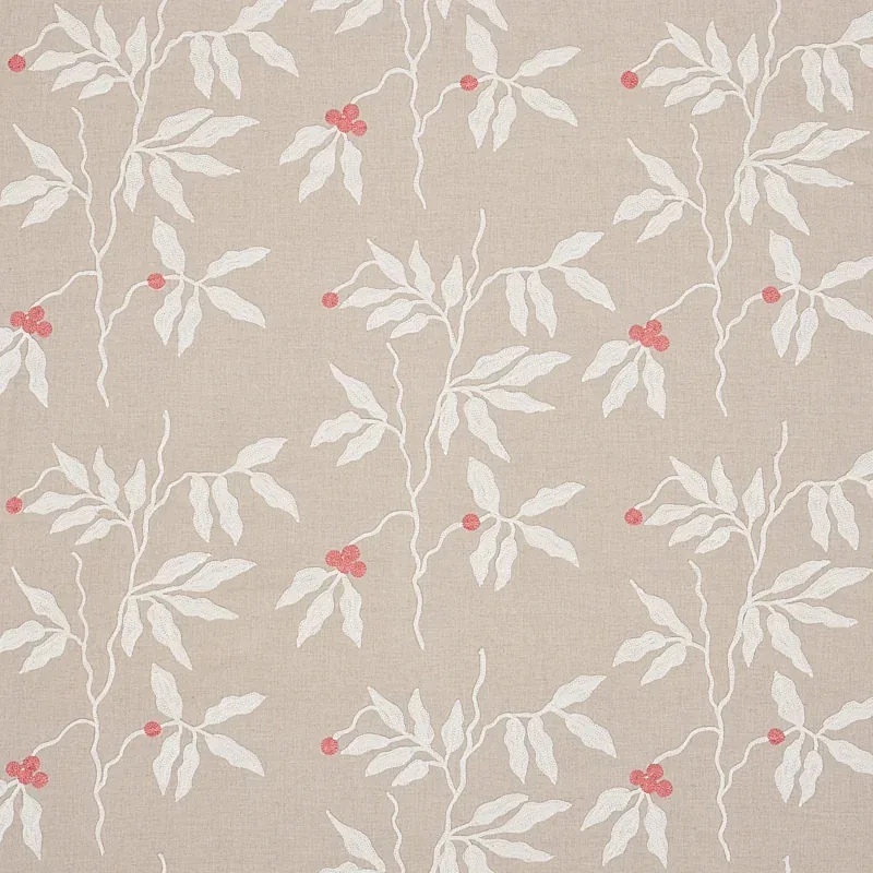 LILLA EMBROIDERY fabric IVORY ON NEUTRAL color by Schumacher