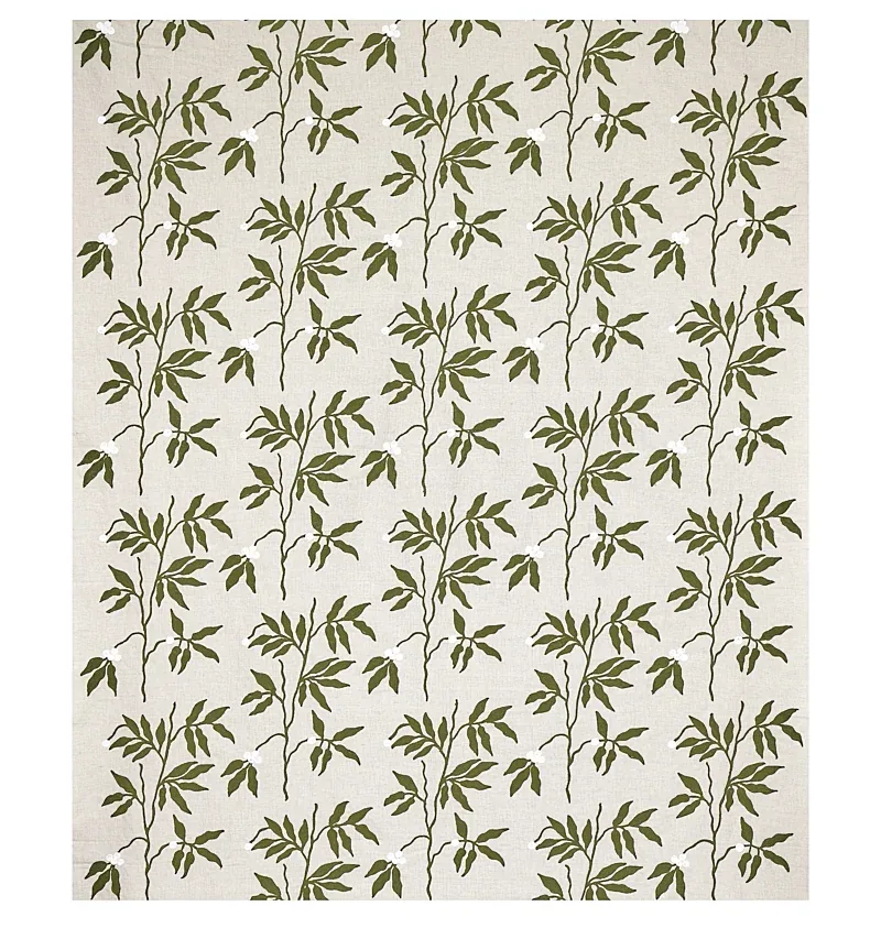 LILLA EMBROIDERY Fabric – OLIVE ON NEUTRAL | Schumacher | Wa LILLA EMBROIDERY fabric OLIVE ON NEUTRAL color by Schumacher