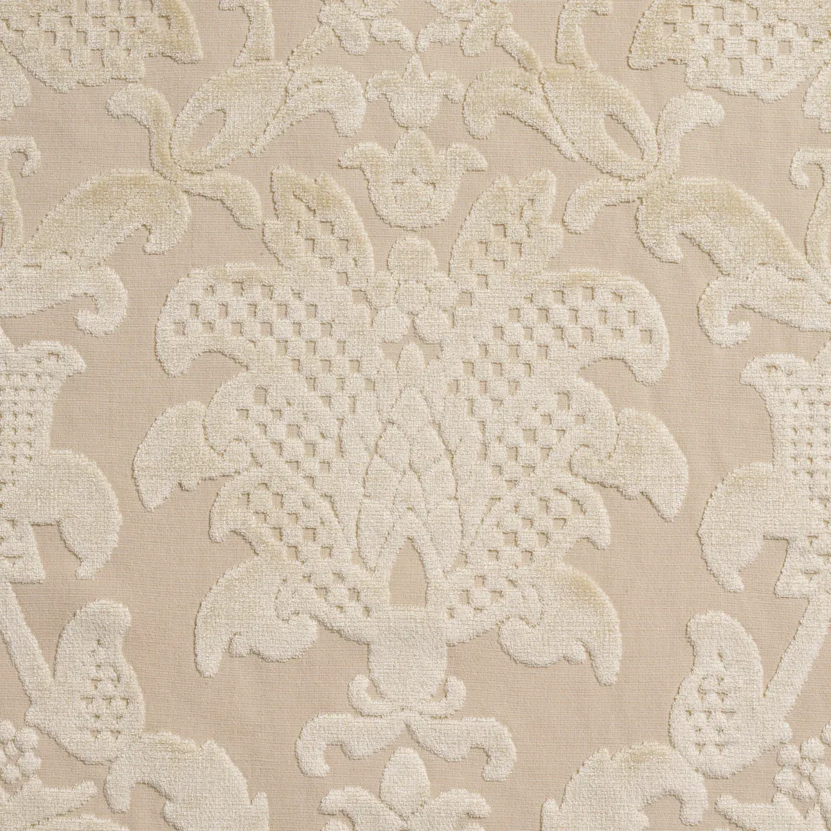 LIMBOURG DAMASK VELVET fabric PEARL color by Schumacher