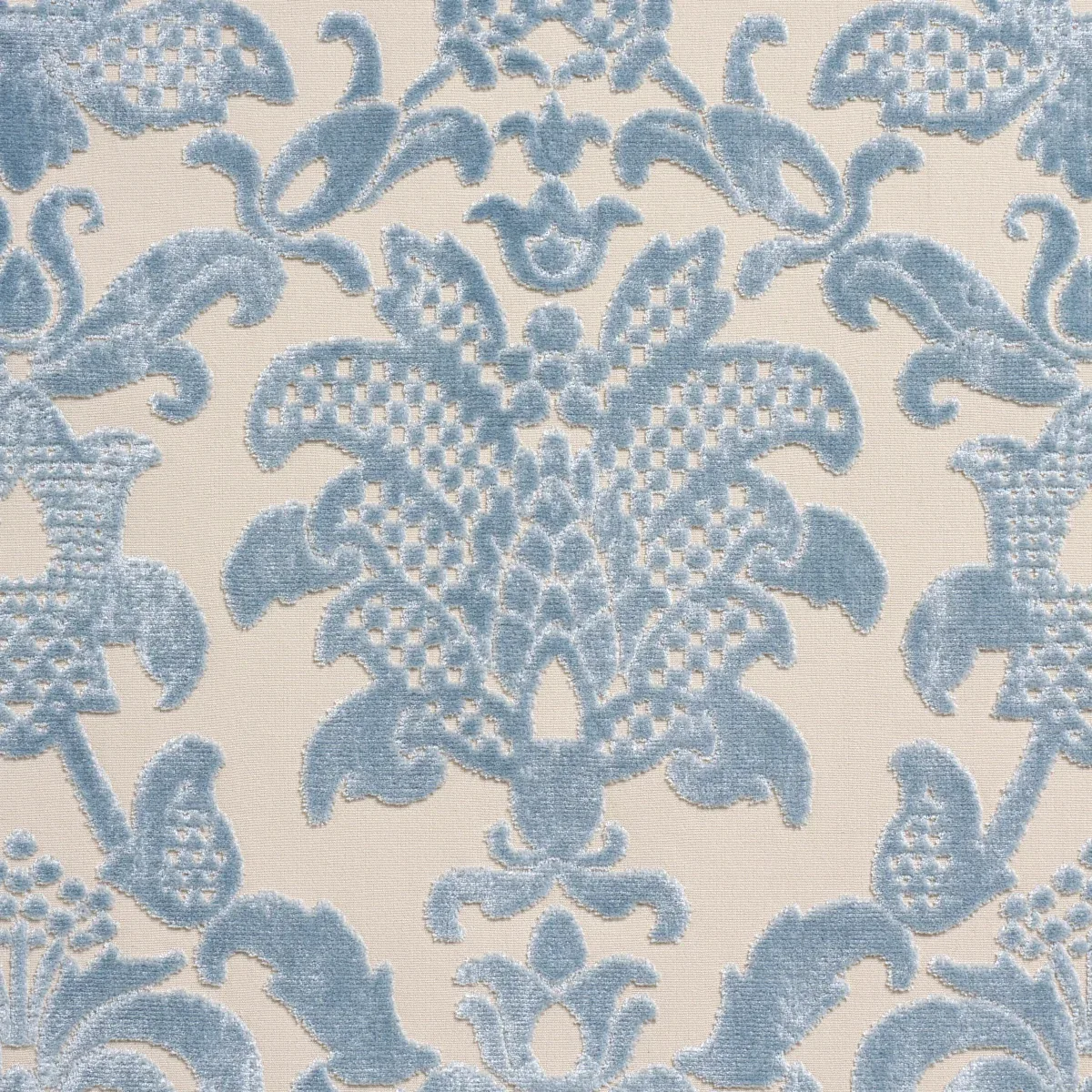 LIMBOURG DAMASK VELVET fabric SKY color by Schumacher