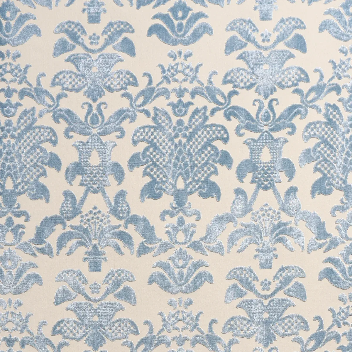 LIMBOURG DAMASK VELVET fabric SKY color by Schumacher