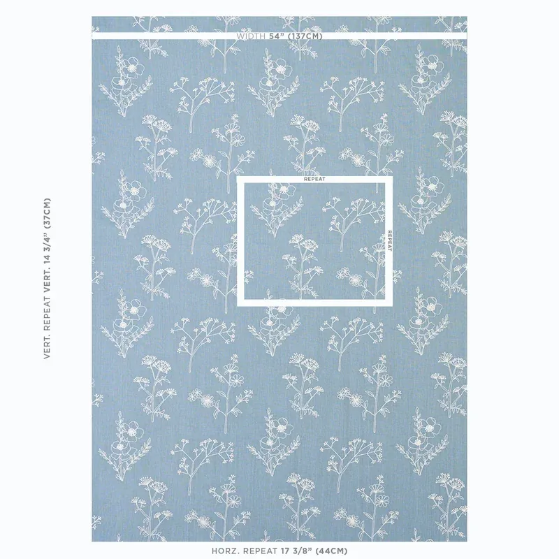 LISBETH EMBROIDERY fabric BLUE color by Schumacher