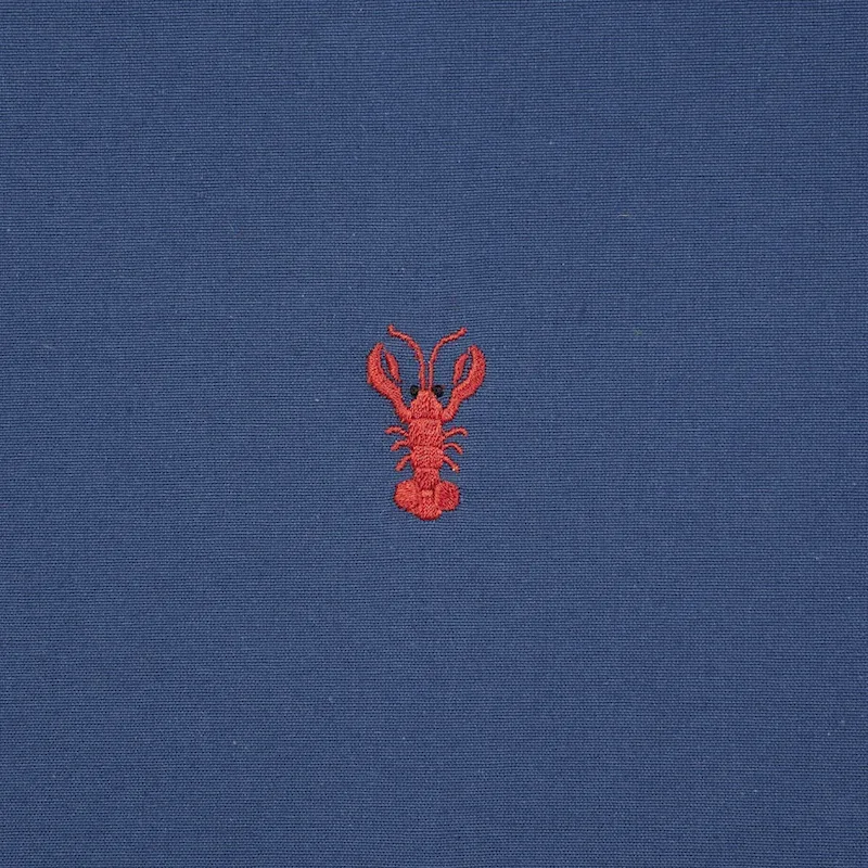 LOBSTER EMBROIDERY Fabric – NAVY | Schumacher | Wallpaper Tw LOBSTER EMBROIDERY fabric NAVY color by Schumacher