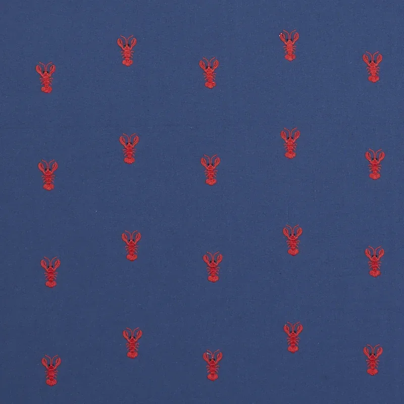 LOBSTER EMBROIDERY fabric NAVY color by Schumacher