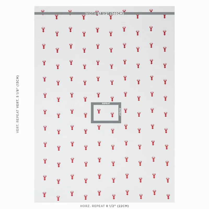 LOBSTER EMBROIDERY Fabric – WHITE | Schumacher | Wallpaper T LOBSTER EMBROIDERY fabric WHITE color by Schumacher