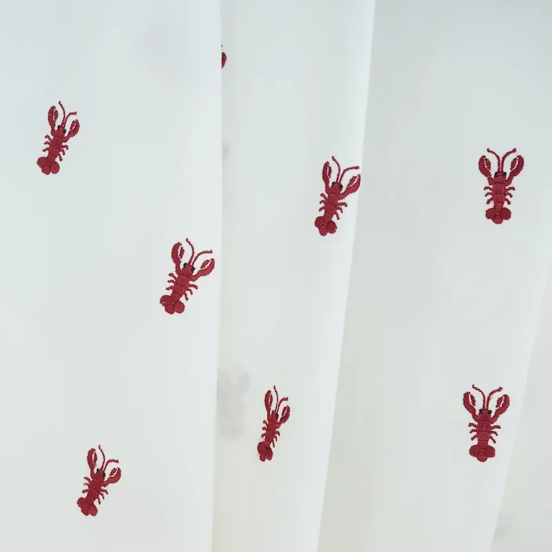 LOBSTER EMBROIDERY Fabric – WHITE | Schumacher | Wallpaper T LOBSTER EMBROIDERY fabric WHITE color by Schumacher