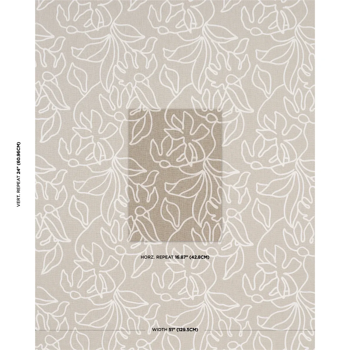 LOLA EMBROIDERY fabric FLAX color by Schumacher
