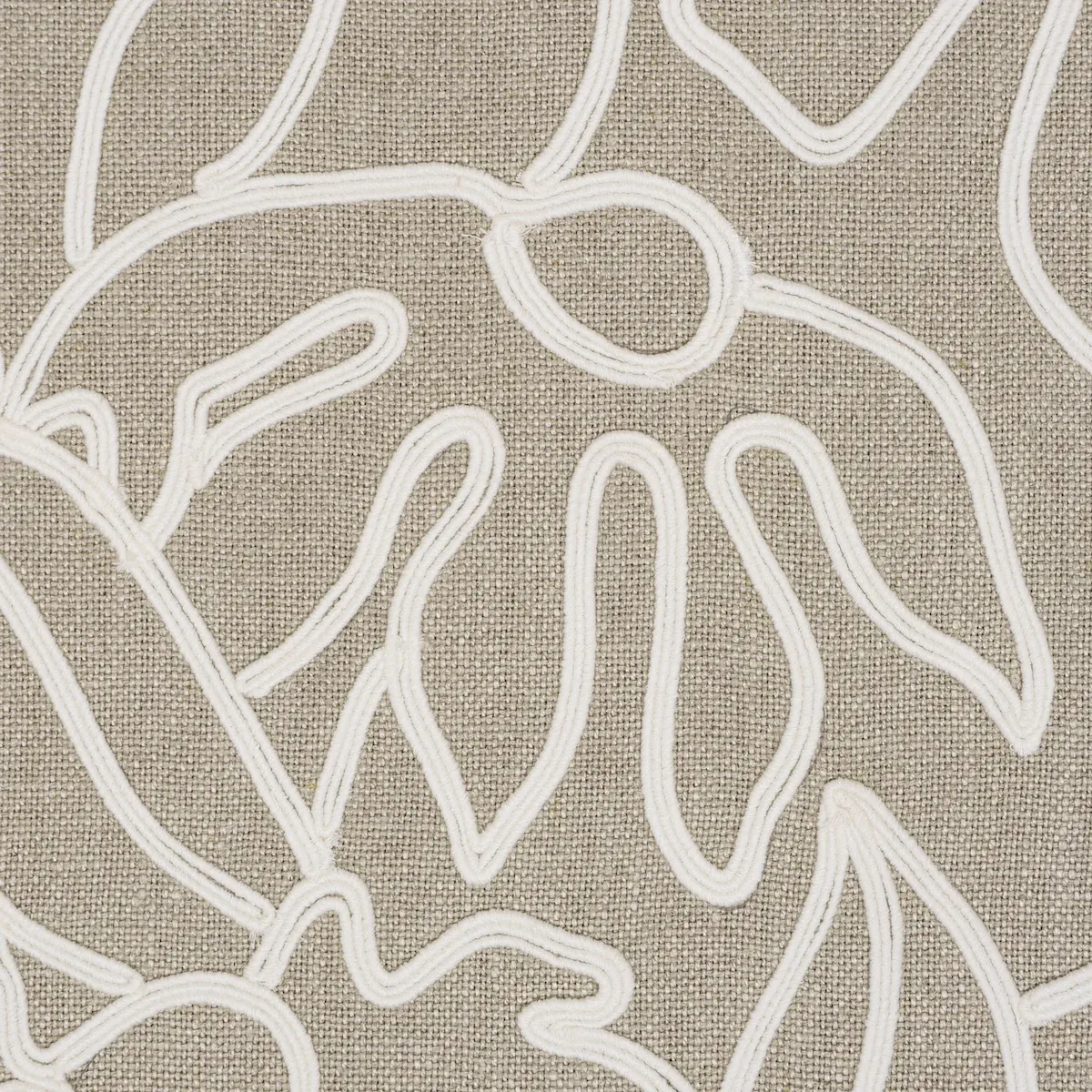 LOLA EMBROIDERY fabric FLAX color by Schumacher