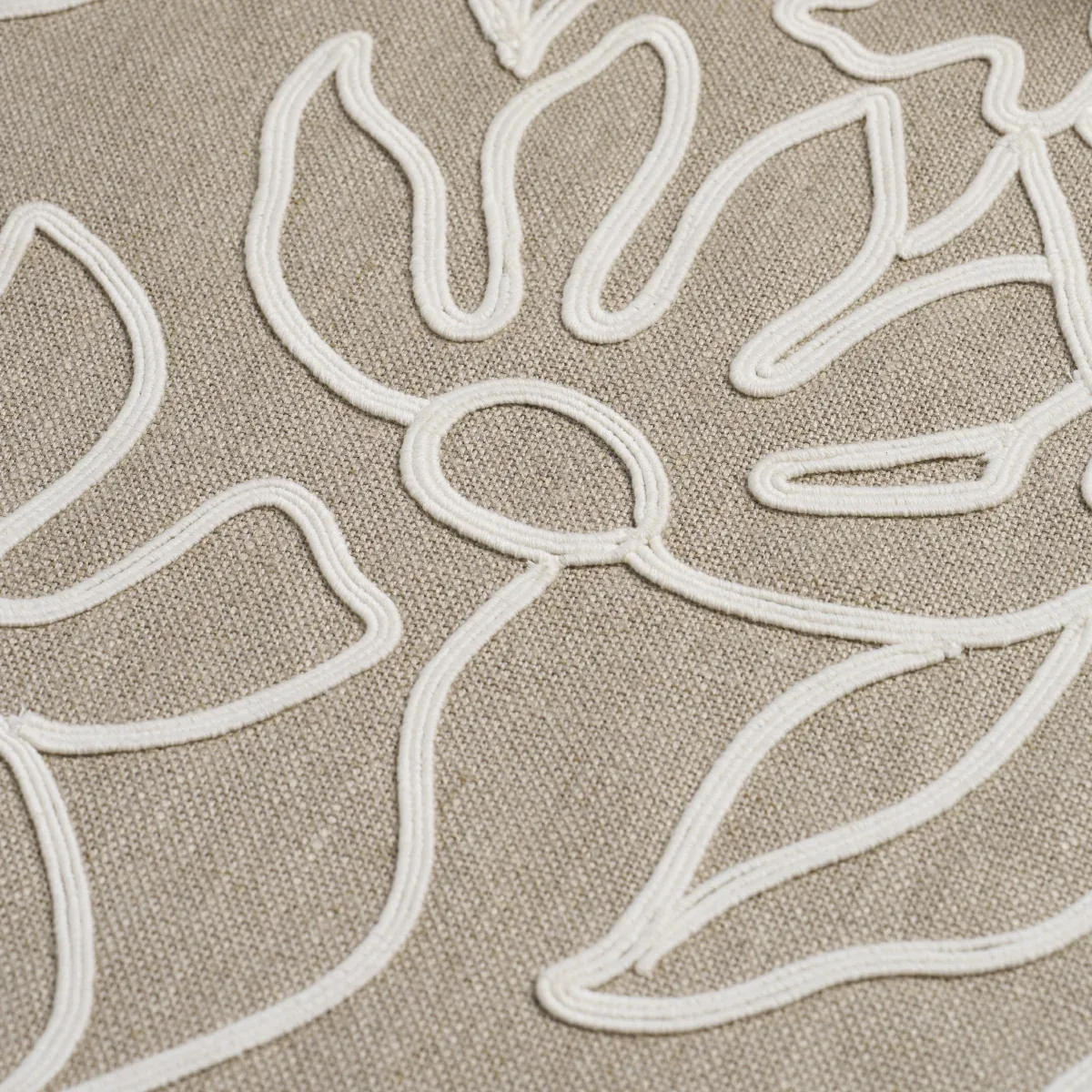 LOLA EMBROIDERY fabric FLAX color by Schumacher