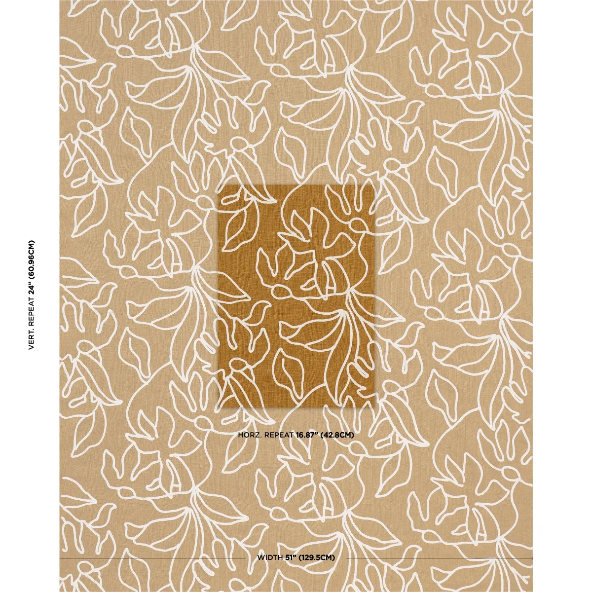 LOLA EMBROIDERY fabric SAFFRON color by Schumacher