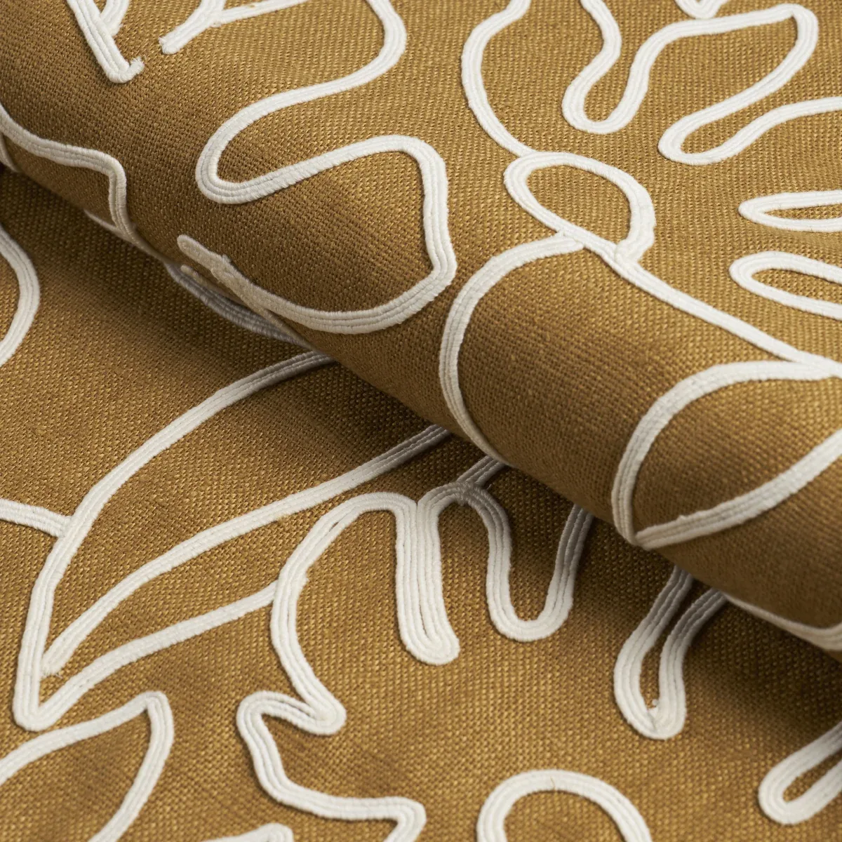 LOLA EMBROIDERY fabric SAFFRON color by Schumacher