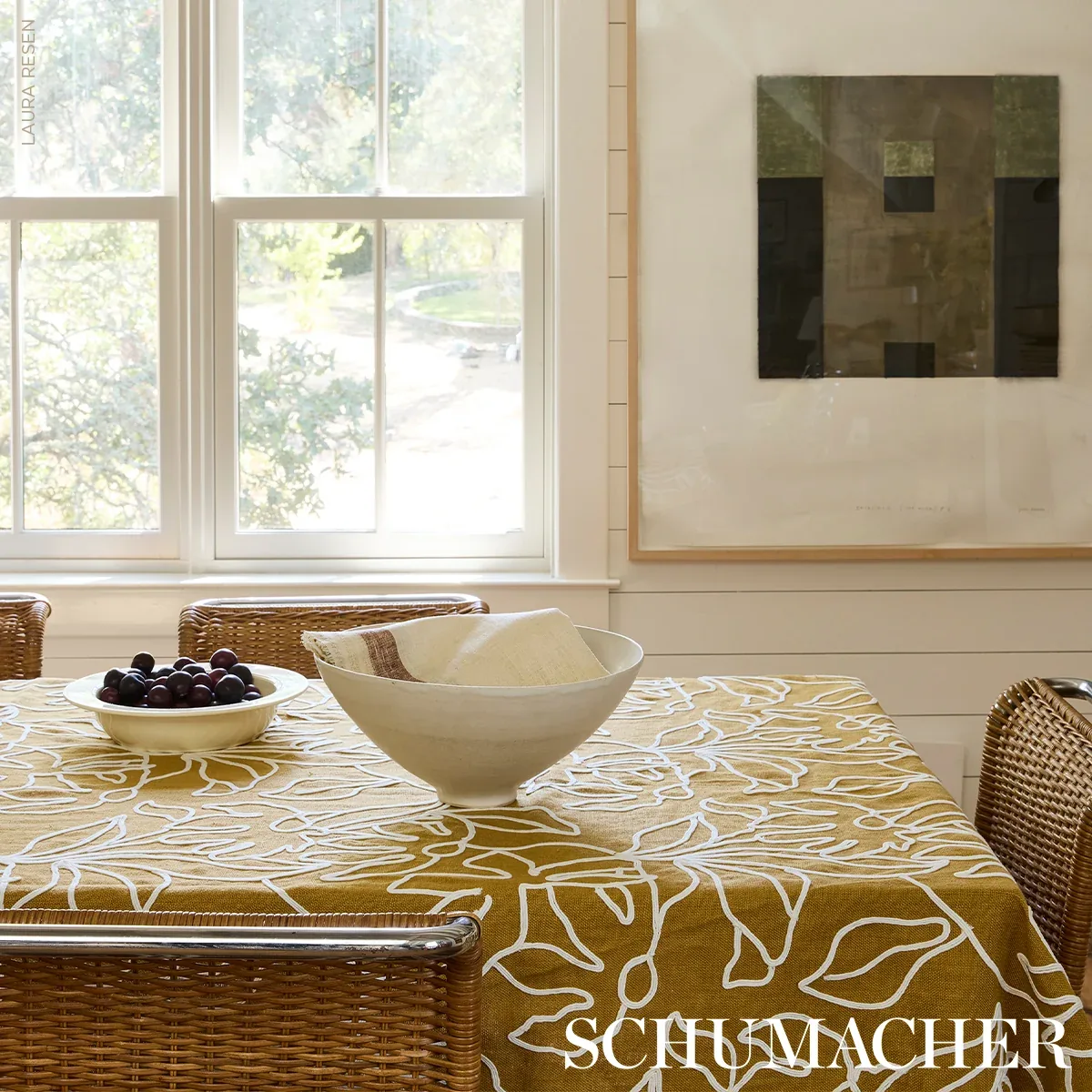 LOLA EMBROIDERY fabric SAFFRON color by Schumacher