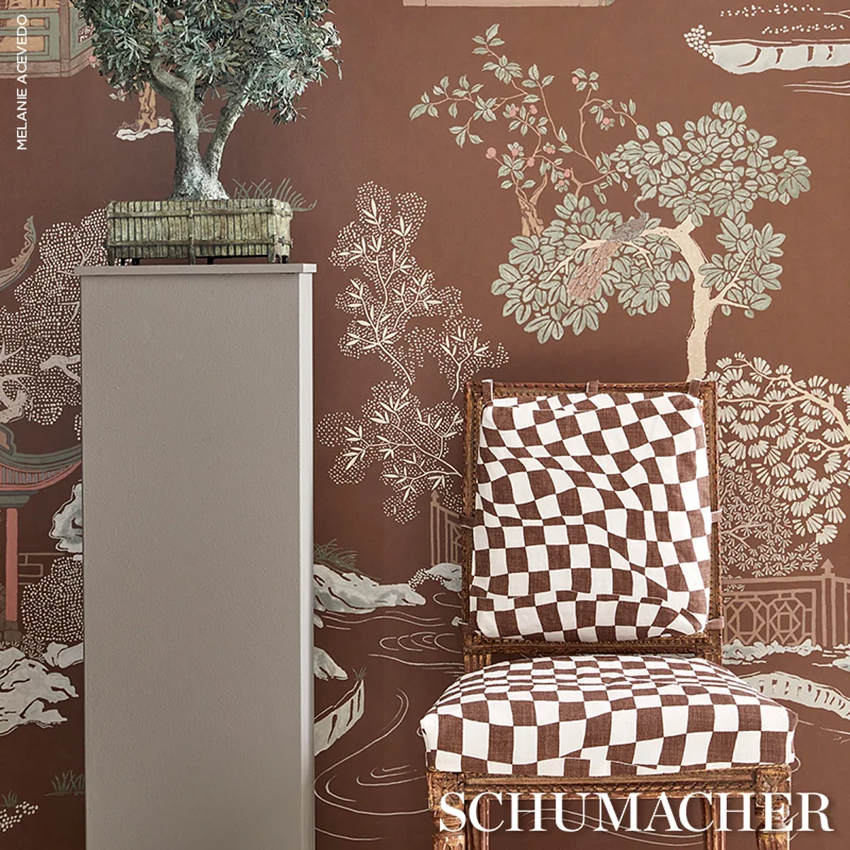 LOOSE CHECK Fabric – BROWN | Schumacher | Wallpaper Twins LOOSE CHECK fabric BROWN color by Schumacher