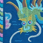 LOTAN DRAGON EMBROIDERY fabric BLUE color by Schumacher