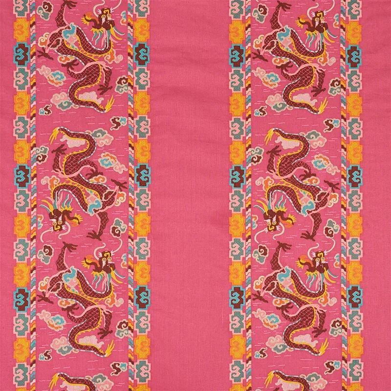 LOTAN DRAGON EMBROIDERY fabric PINK color by Schumacher