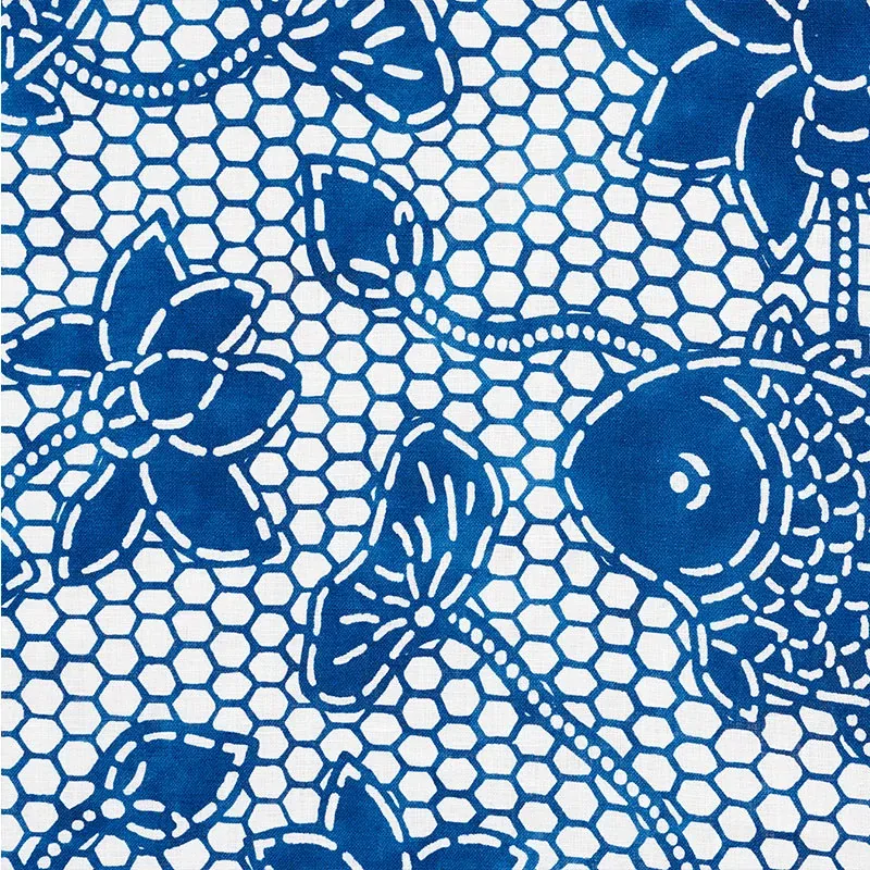 LOTUS BATIK fabric INDIGO color by Schumacher