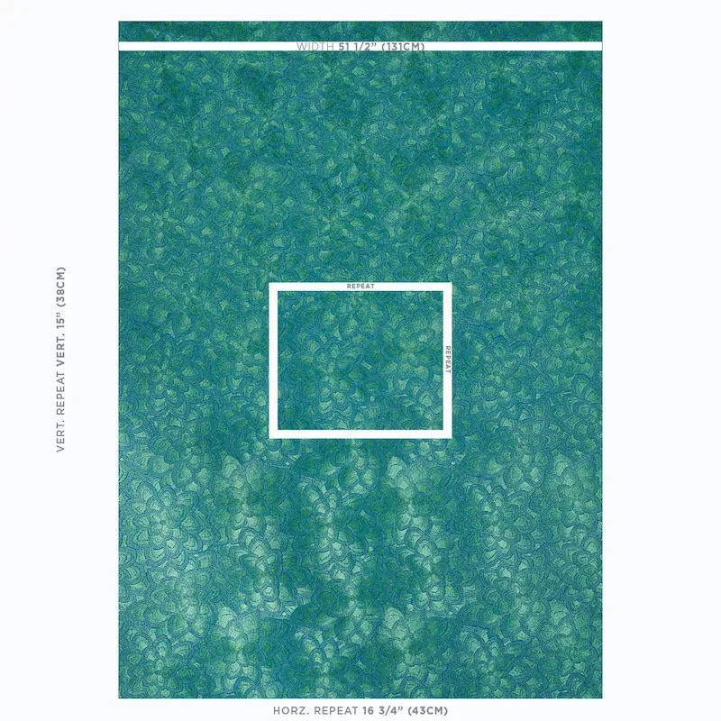LOTUS EMBROIDERY fabric JADE color by Schumacher