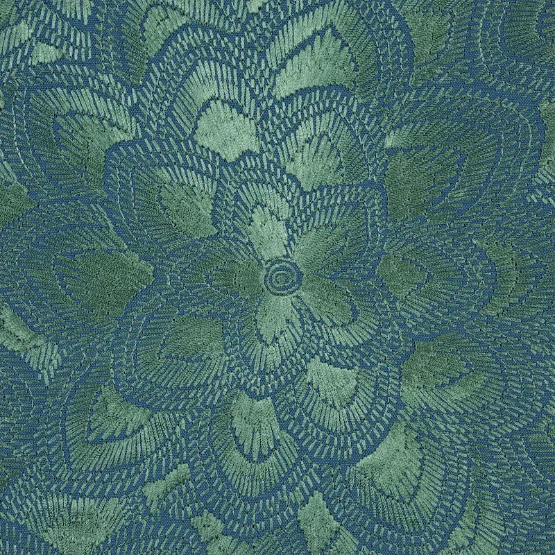 LOTUS EMBROIDERY fabric JADE color by Schumacher