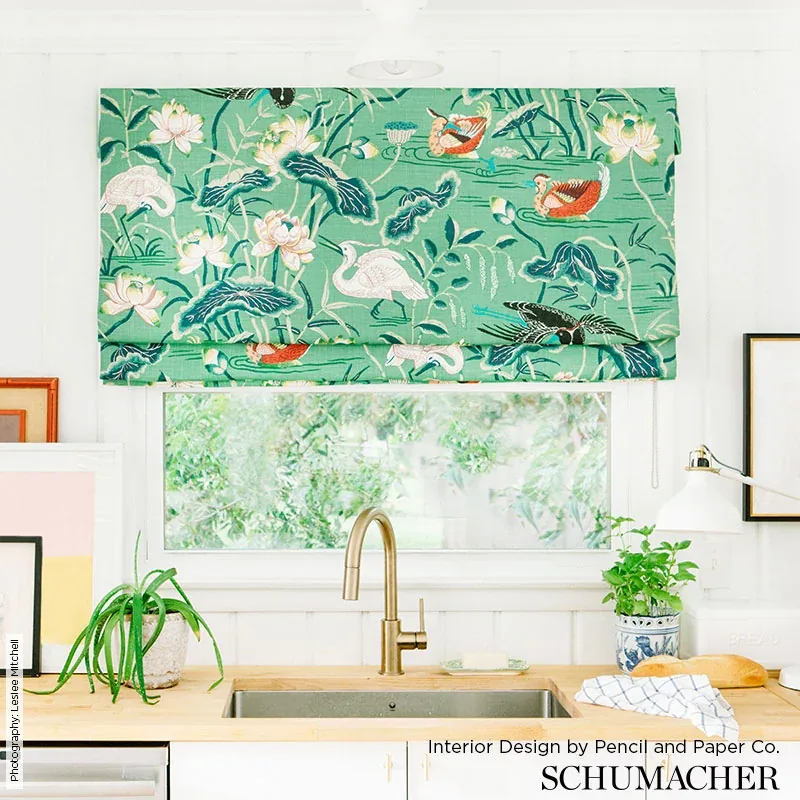 LOTUS GARDEN Fabric – LACQUER | Schumacher | Wallpaper Twins LOTUS GARDEN fabric LACQUER color by Schumacher