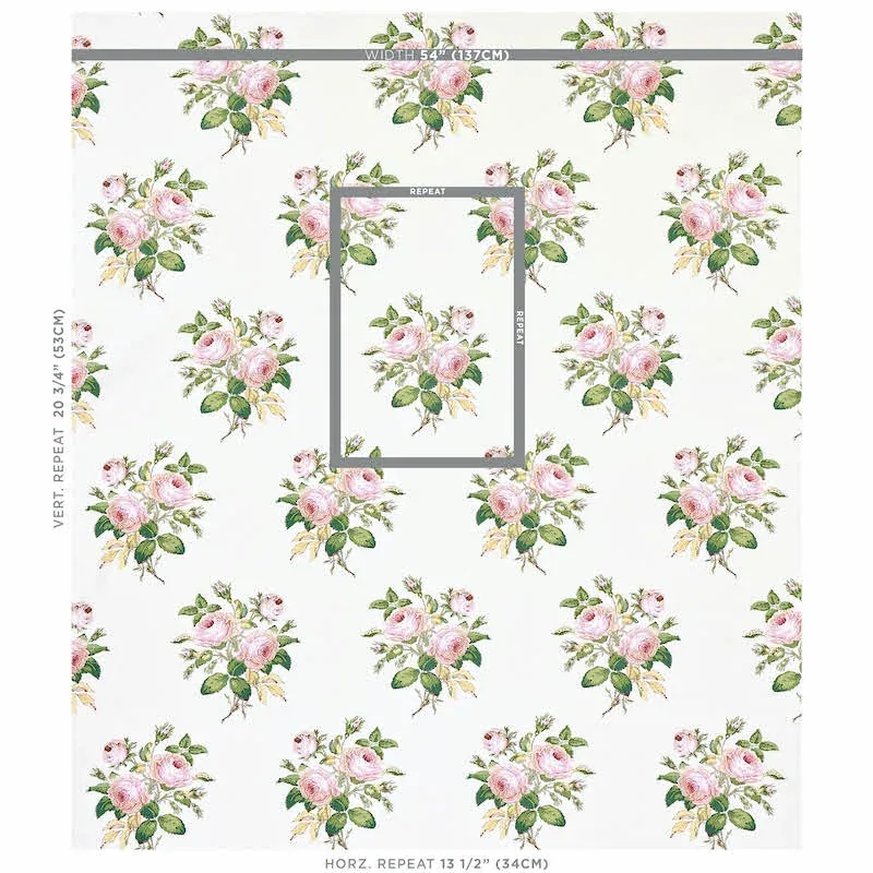 LOUDON ROSE Fabric – BLUSH | Schumacher | Wallpaper Twins LOUDON ROSE fabric BLUSH color by Schumacher