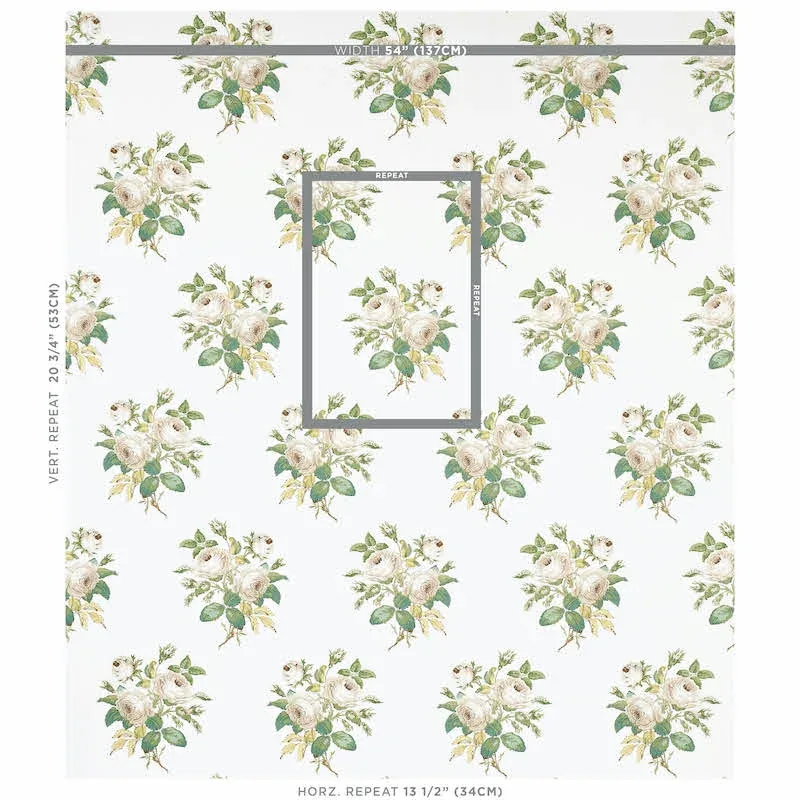 LOUDON ROSE fabric IVORY color by Schumacher