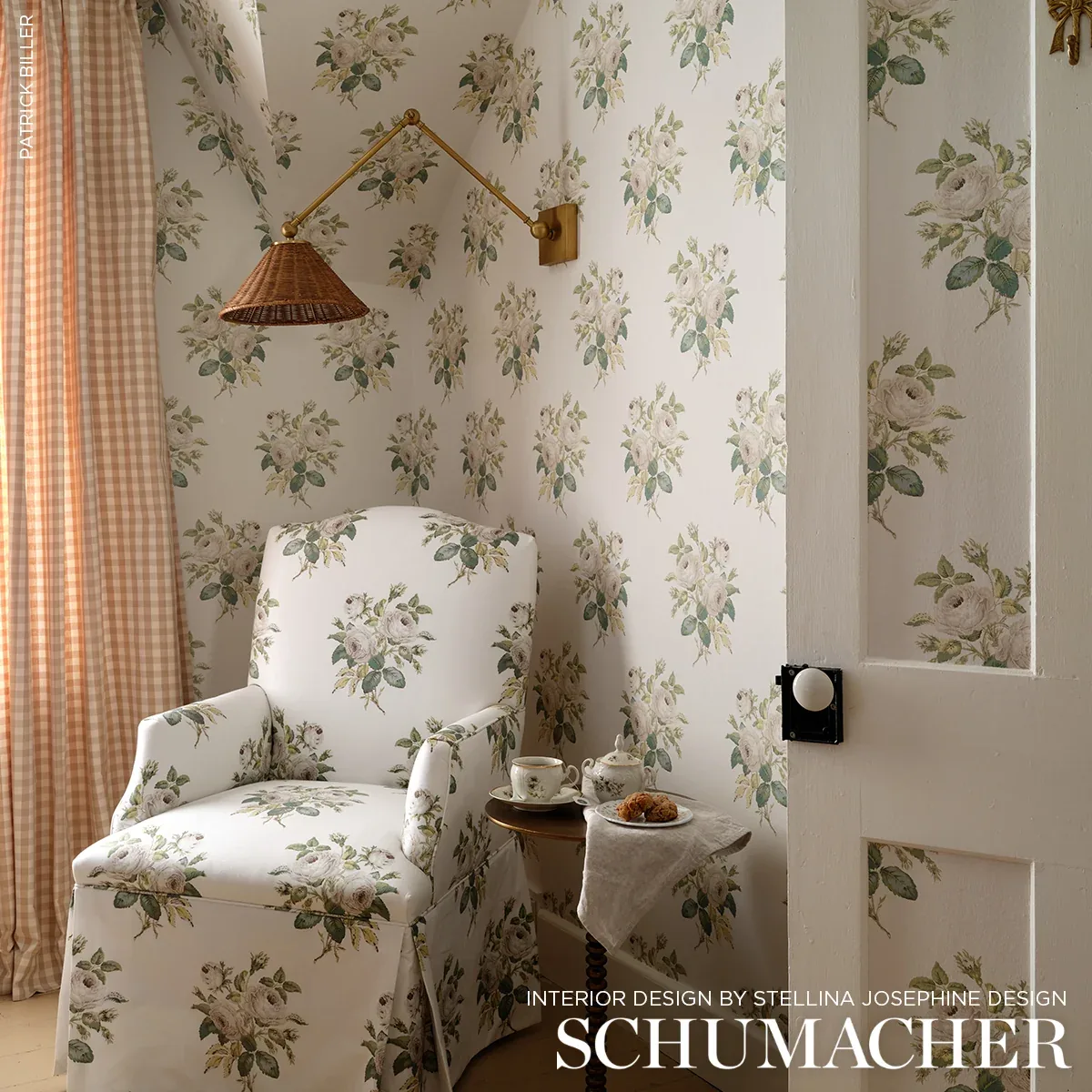 LOUDON ROSE fabric IVORY color by Schumacher