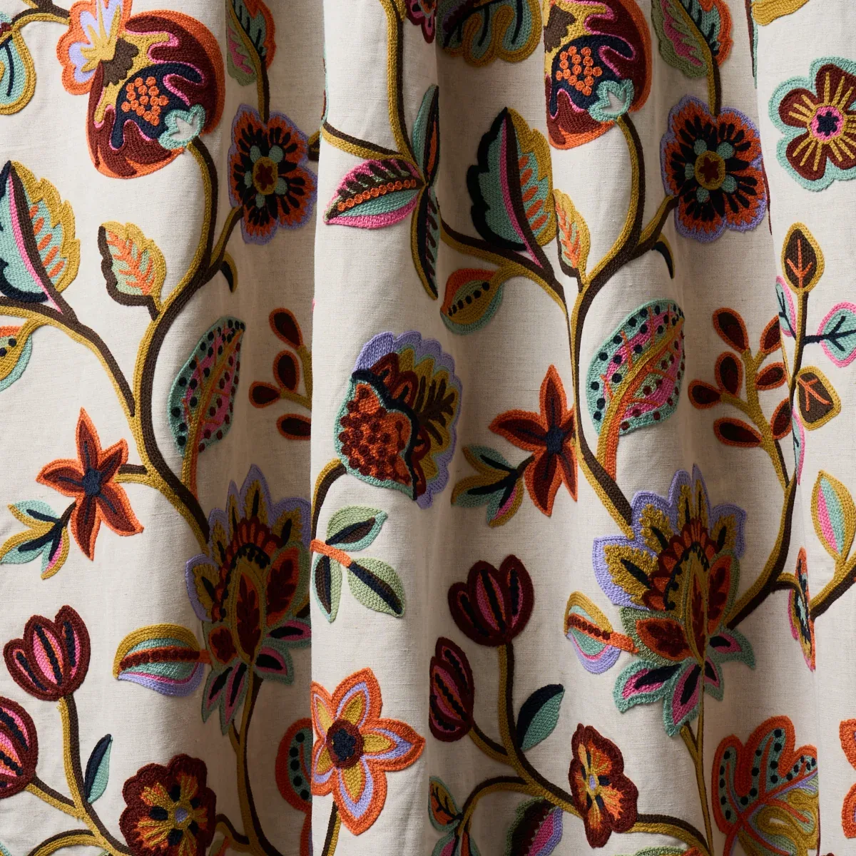 LOULOU EMBROIDERY Fabric – JEWEL | Schumacher | Wallpaper Tw LOULOU EMBROIDERY fabric JEWEL color by Schumacher