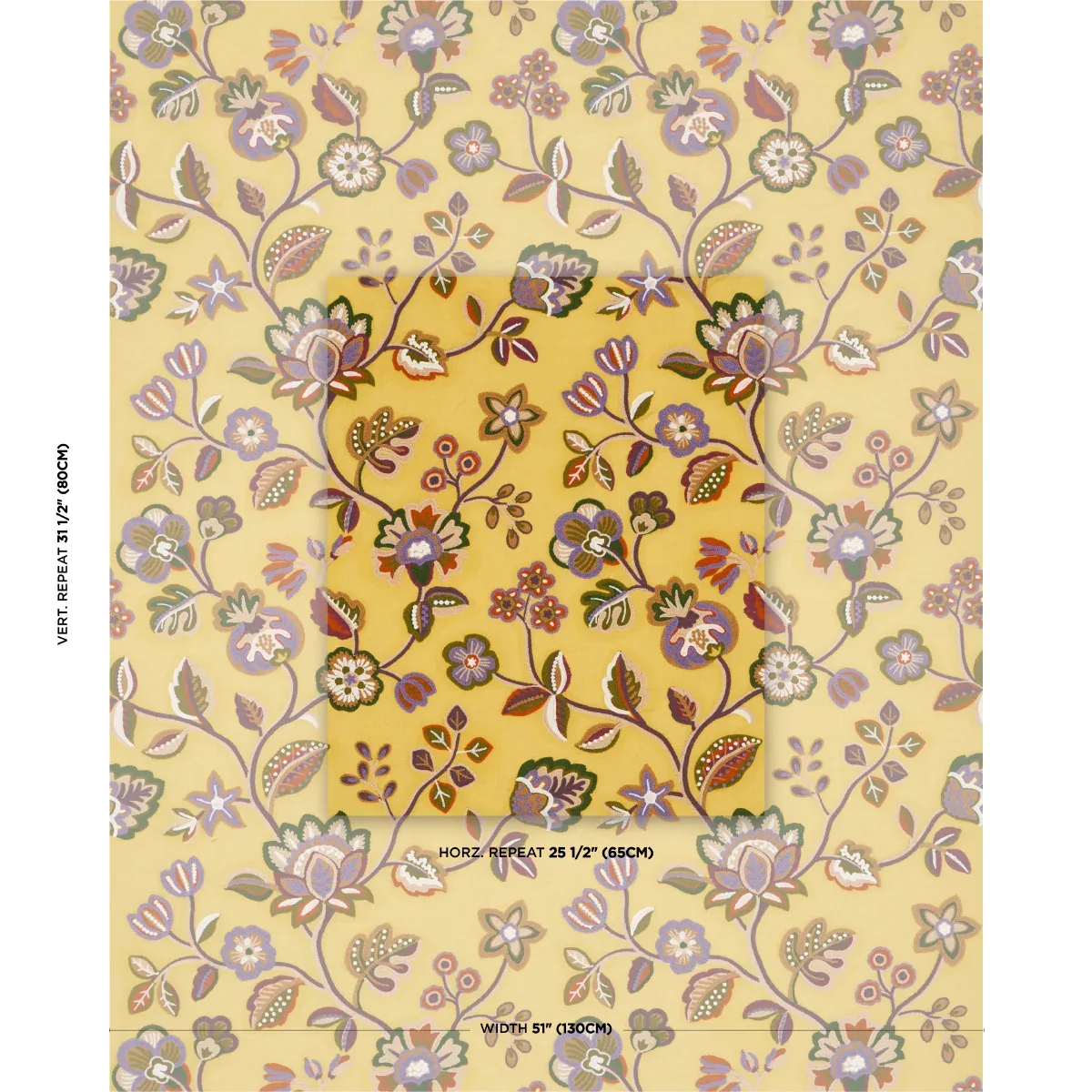 LOULOU EMBROIDERY Fabric – MARIGOLD | Schumacher | Wallpaper LOULOU EMBROIDERY fabric MARIGOLD color by Schumacher
