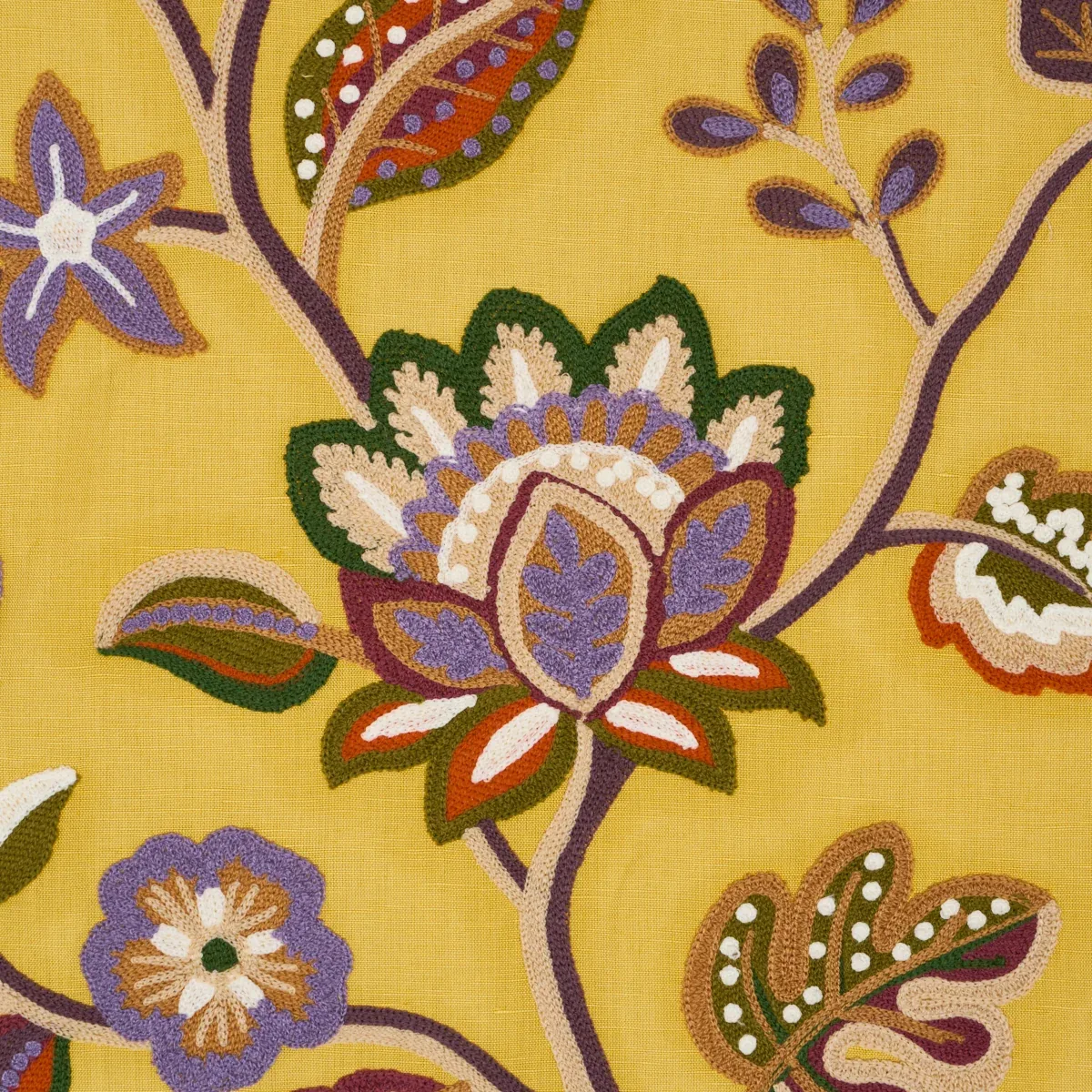 LOULOU EMBROIDERY Fabric – MARIGOLD | Schumacher | Wallpaper LOULOU EMBROIDERY fabric MARIGOLD color by Schumacher