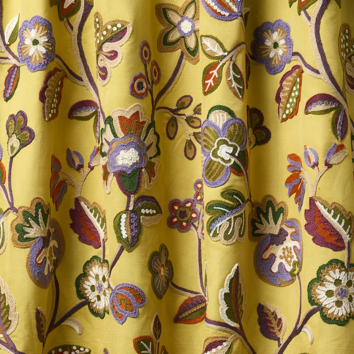 LOULOU EMBROIDERY Fabric – MARIGOLD | Schumacher | Wallpaper LOULOU EMBROIDERY fabric MARIGOLD color by Schumacher