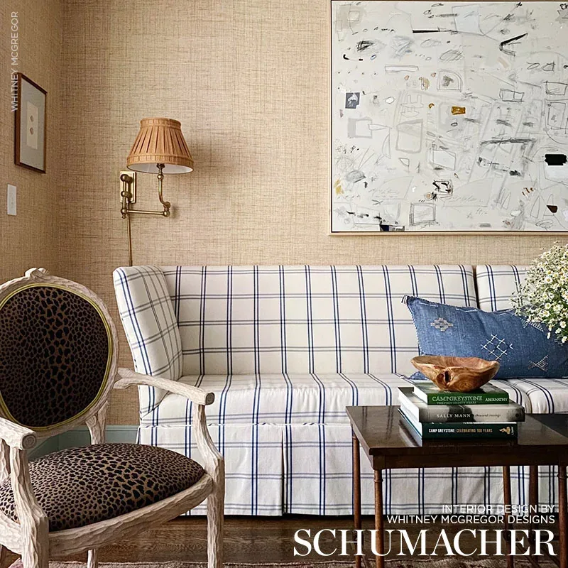 LUBERON PLAID Fabric – BLUE | Schumacher | Wallpaper Twins LUBERON PLAID fabric BLUE color by Schumacher