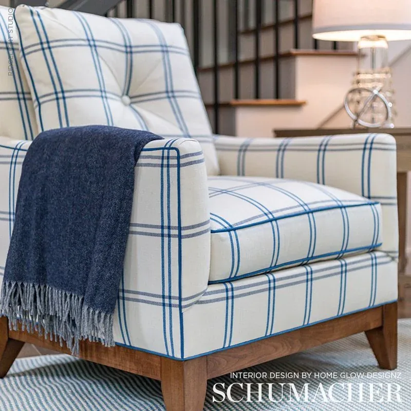 LUBERON PLAID Fabric – INDIGO | Schumacher | Wallpaper Twins LUBERON PLAID fabric INDIGO color by Schumacher