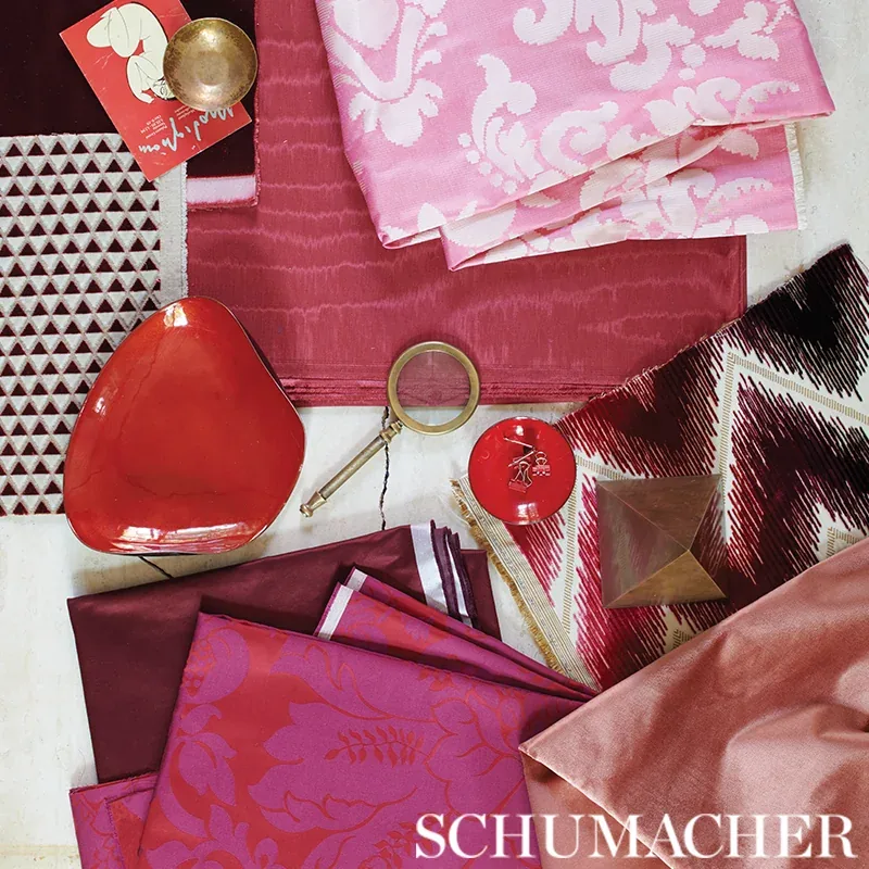 LUCA SATIN Fabric – GARNET | Schumacher | Wallpaper Twins LUCA SATIN fabric GARNET color by Schumacher